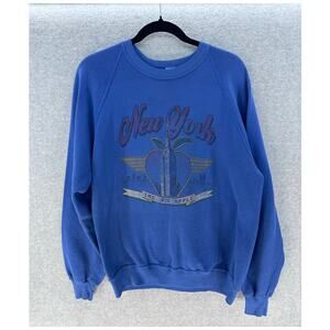 Vintage New York The Big Apple Blue Sweatshirt Unisex XL Lounge Comfort